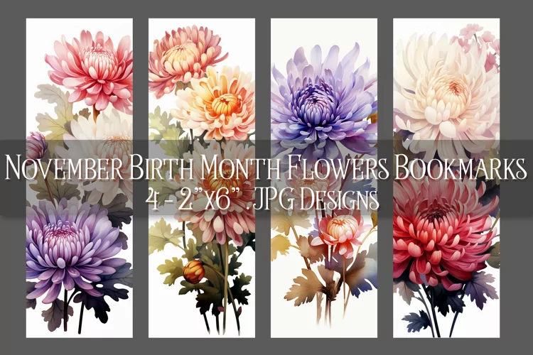 Floral Bookmark, November Bookmark, Chrysanthemum Bookmark