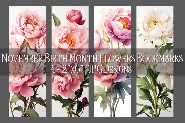 Floral Bookmark, November Bookmark, Peony Bookmark, Peonies