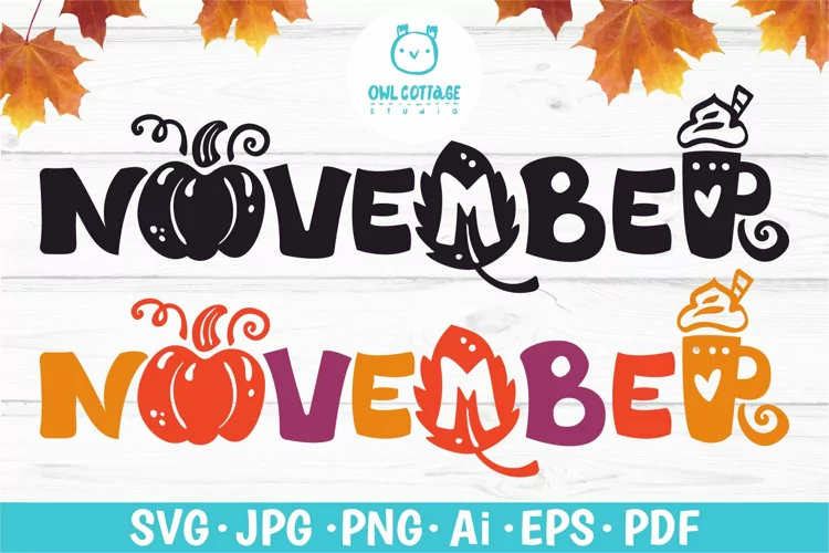 November Clipart svg, November Lettering cut file