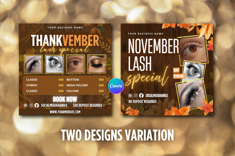 November Lash Flyer Canva Editable Template