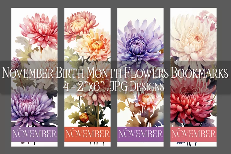 Floral Bookmark, November Bookmark, Chrysanthemum Bookmark