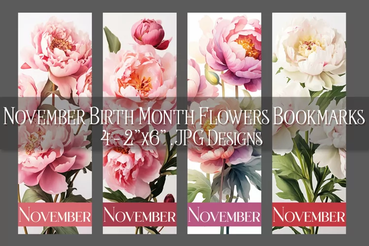 Floral Bookmark, November Bookmark, Peony Bookmark, Peonies