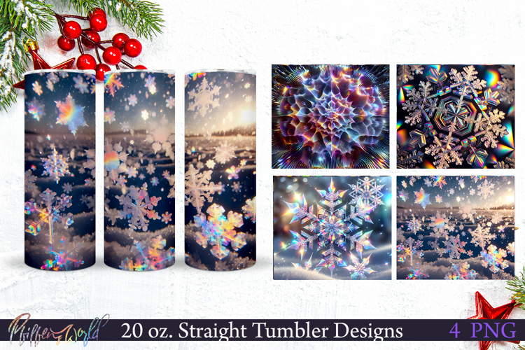 Tumbler Wraps | Neon Snowflakes | Magical holidays