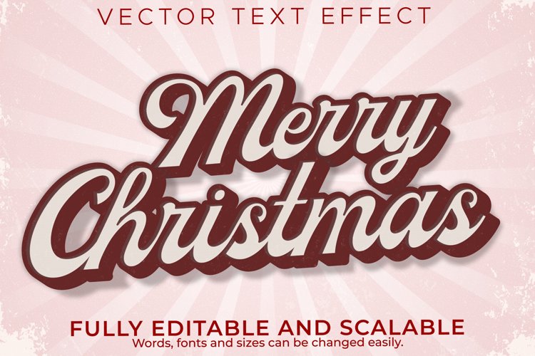 Editable text effect merry christmas, 3d 2022 and vintage fo