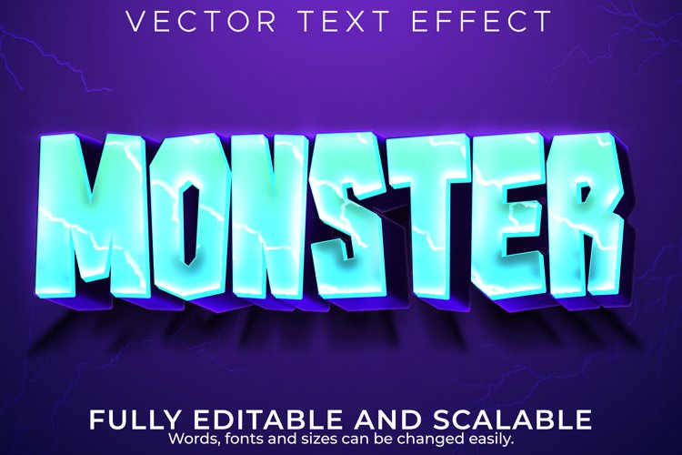 Monster text effect, editable cartoon and horror text style