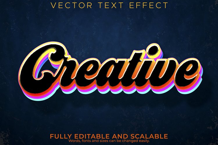 Creative text effect, editable rainbow and party text style example image 1