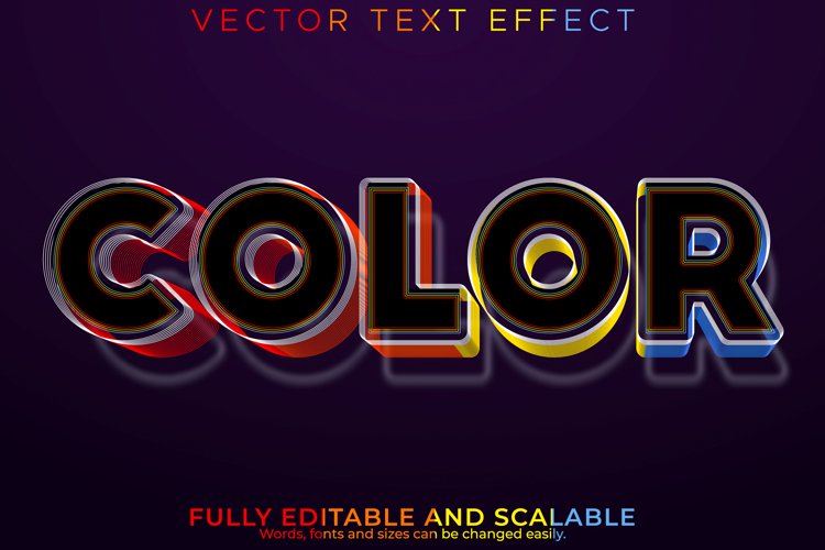 Colorful text effect, editable rainbow and cartoon text styl