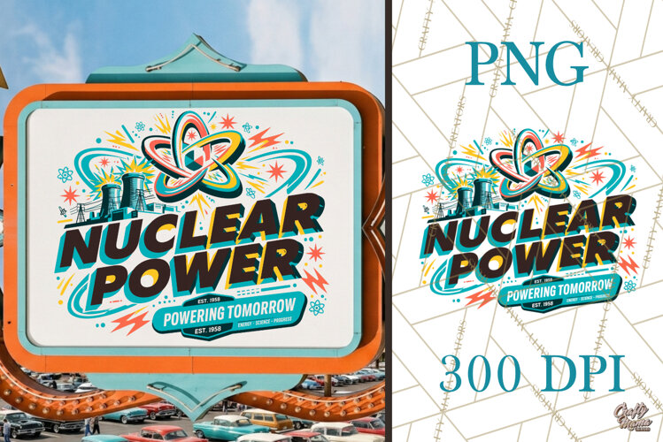 Retro Atomic Age Nuclear Power PNG example image 1
