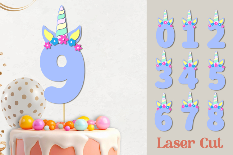 Unicorn Birthday numbers, 3d layered Birthday decor