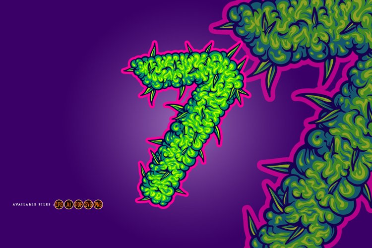Number 7 monogram marijuana bliss flower buds detail example image 1