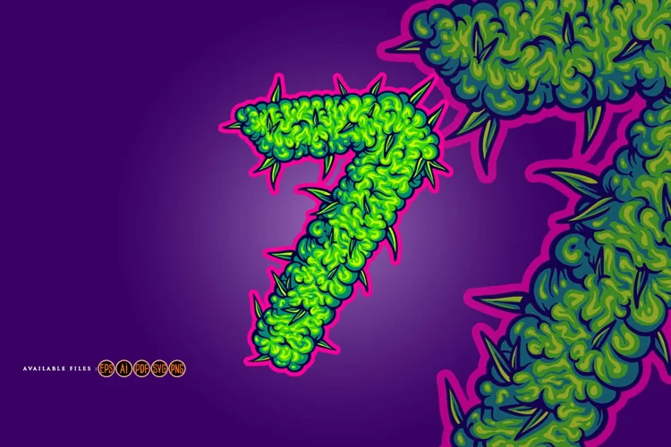 Number 7 monogram marijuana bliss flower buds detail