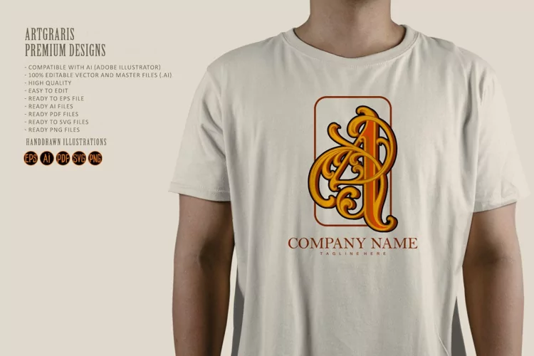 Number four vintage style monogram logo
