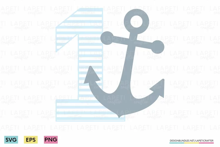 Nautical Number One svg | Blue Anchor Clipart first birthday