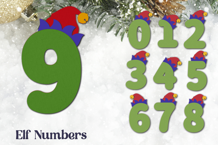 Christmas Elf number 0-9 svg, Layered decoration