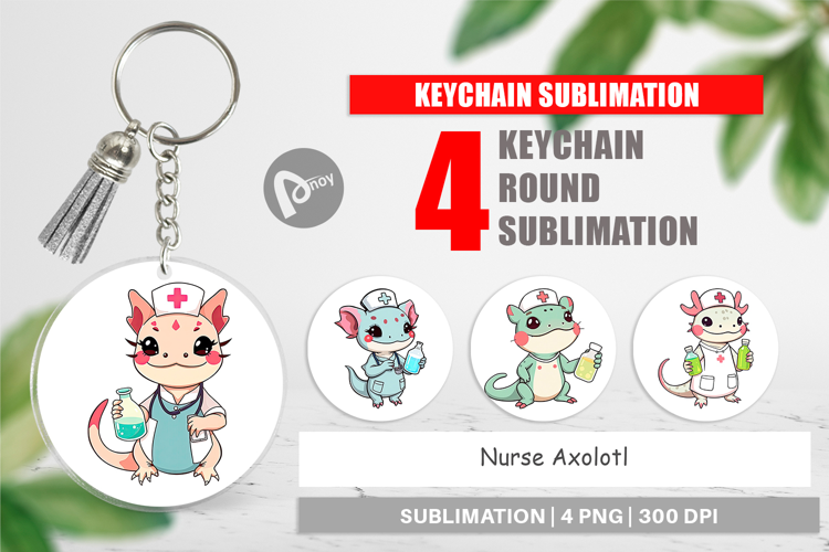Keychain Nurse Axolotl