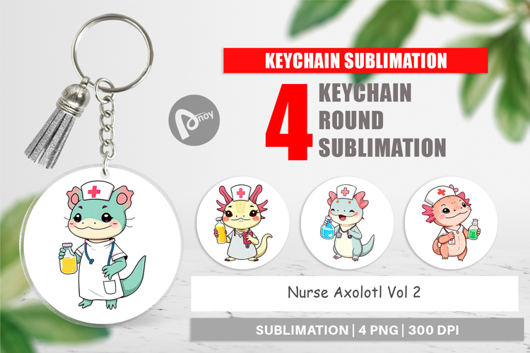 Keychain Nurse Axolotl