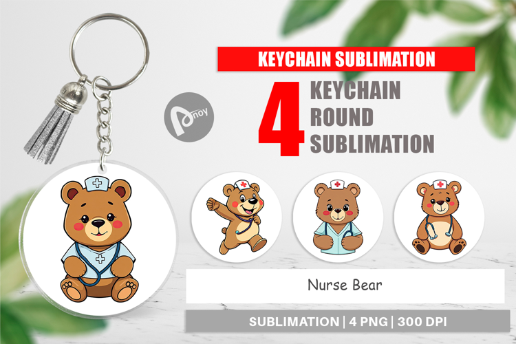 Keychain Nurse Bear