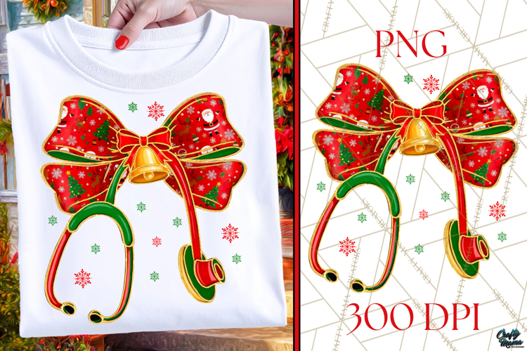 Nurse Christmas PNG | Christmas Bow Stethoscope | Nursing