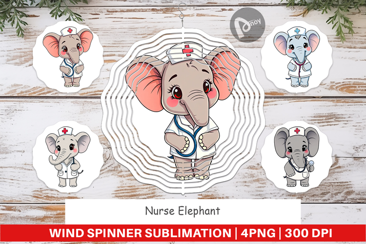 Wind Spinner Nurse Elephant