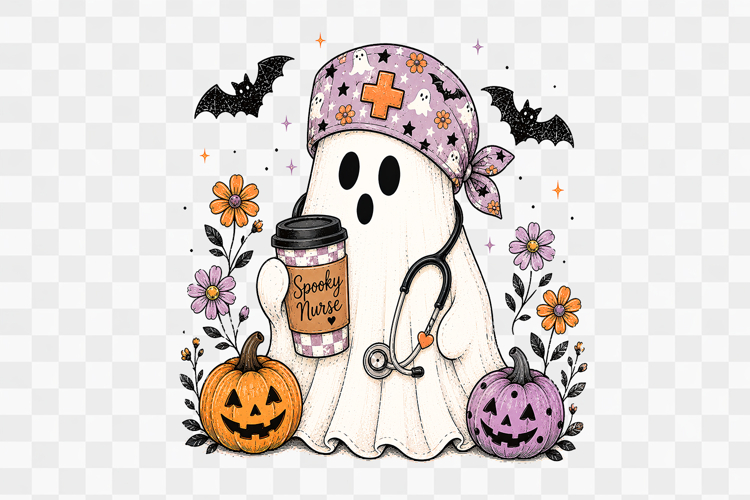 Spooky Nurse Ghost PNG Clipart Sublimation Design