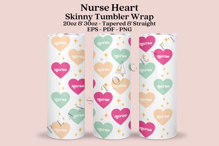 Nurse Heart Skinny Tumbler Sublimation Wrap