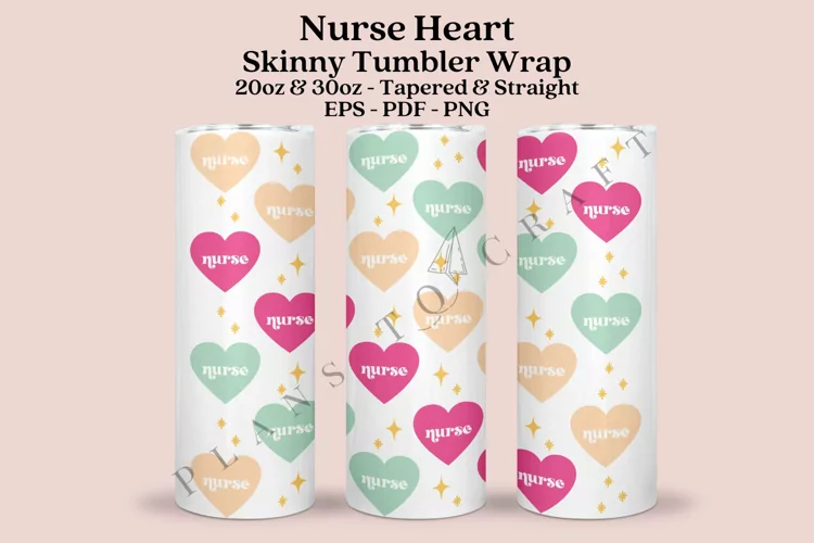 Nurse Heart Skinny Tumbler Sublimation Wrap