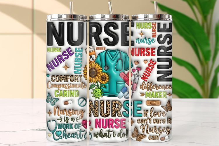Nurse Life Sunflower and Leopard Print Tumbler Wrap