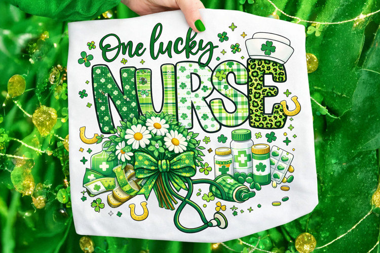 One Lucky Nurse PNG, St Patricks Day Nurse PNG, Lucky Nurse