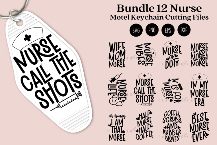 Bundle 12 Motel Keychain SVG | Nurse Key Tag Design
