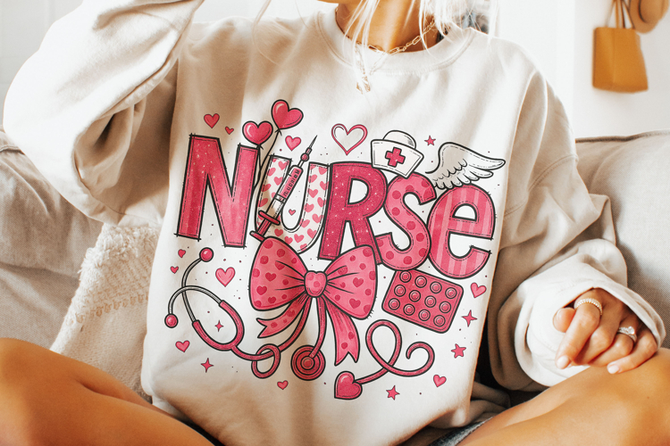 Nurse Valentines Day PNG, Nurse Mom PNG, Coquette Bow PNG