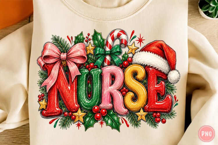 Nurse PNG, Funny Christmas PNG, Christmas Sublimation example image 1