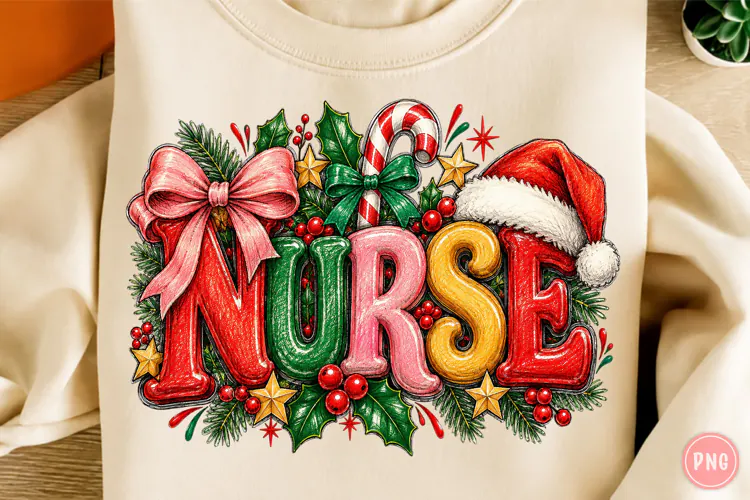 Nurse PNG, Funny Christmas PNG, Christmas Sublimation