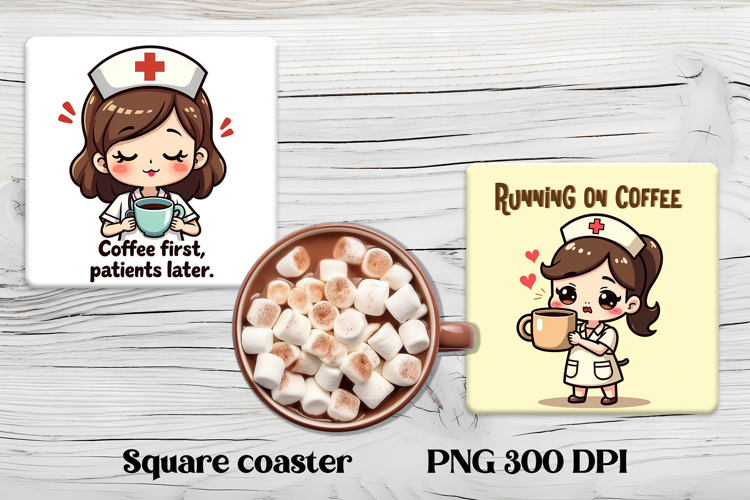 Funny coffee nurse square coaster | Sarcastic nurse coaster