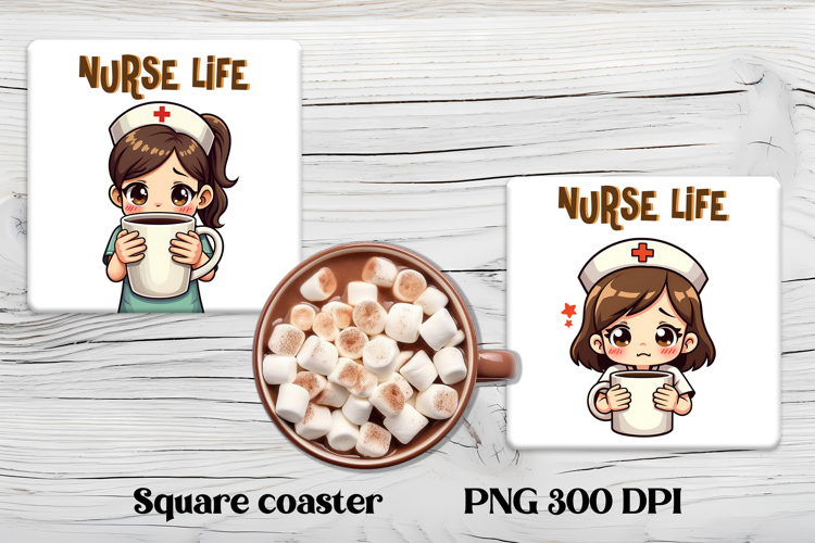 Funny coffee nurse square coaster | Sarcastic nurse coaster