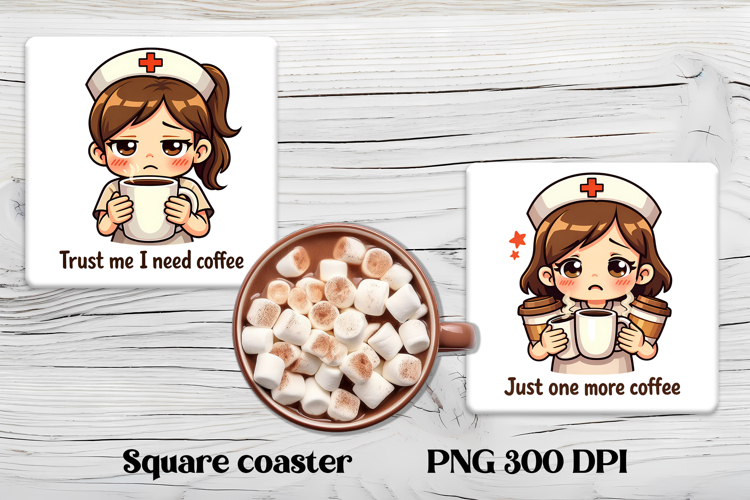Funny coffee nurse square coaster | Sarcastic nurse coaster