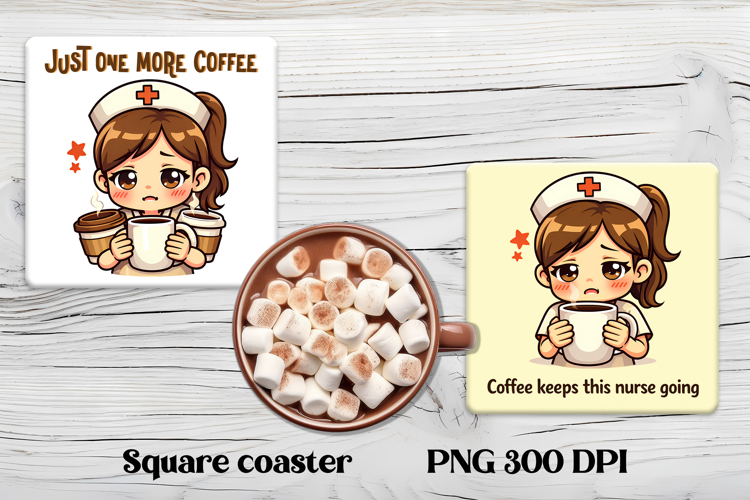 Funny coffee nurse square coaster | Sarcastic nurse coaster