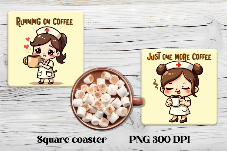 Funny coffee nurse square coaster | Sarcastic nurse coaster