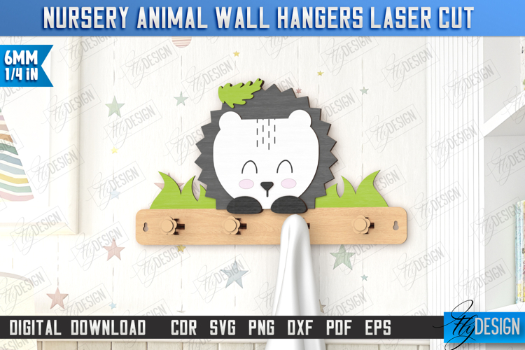 Kids Hanger | Wall Hangers Template | Nursery Décor|Hedgehog