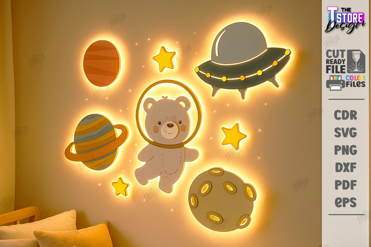 Nursery Luminous Wall Décor Laser Cut | Led Lights Decor Kit