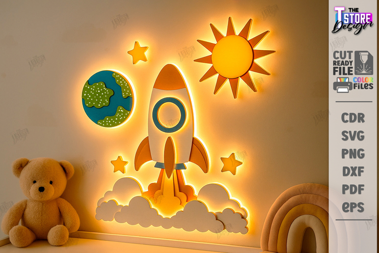 Nursery Luminous Wall Décor Laser Cut | Led Lights Decor Kit