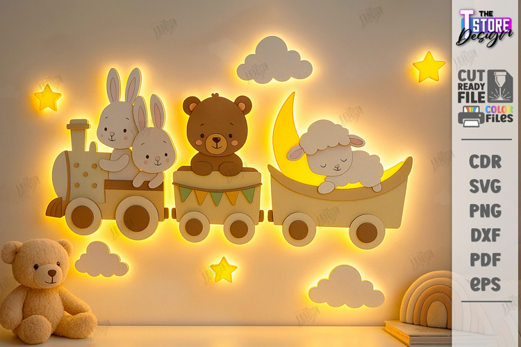 Nursery Luminous Wall Décor Laser Cut | Led Lights Decor Kit