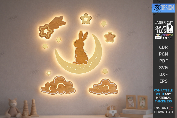 Nursery Luminous Wall Décor Laser Cut | Kids Night Light SVG