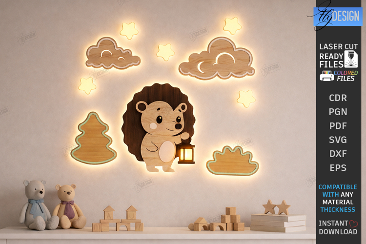 Nursery Luminous Wall Décor Laser Cut | Kids Night Light SVG