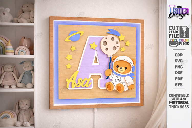 Astronaut Bear Nursery Name Sign Laser Cut | Kids Laser |CNC