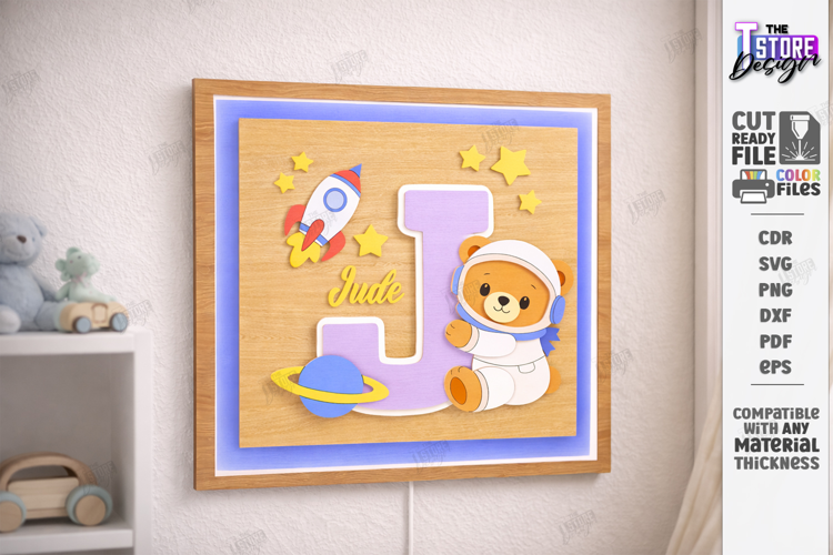 Astronaut Bear Nursery Name Sign Laser Cut | Kids Laser |CNC