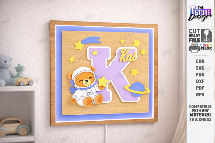 Astronaut Bear Nursery Name Sign Laser Cut | Kids Laser |CNC