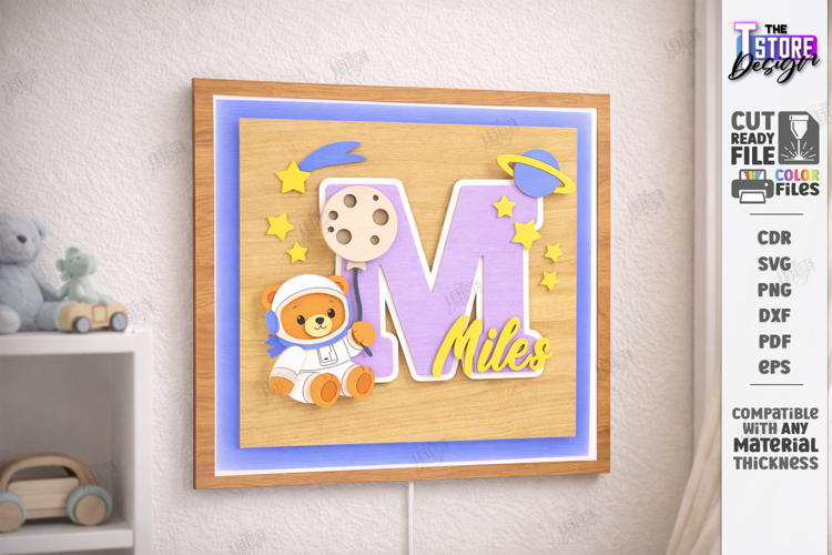 Astronaut Bear Nursery Name Sign Laser Cut | Kids Laser |CNC