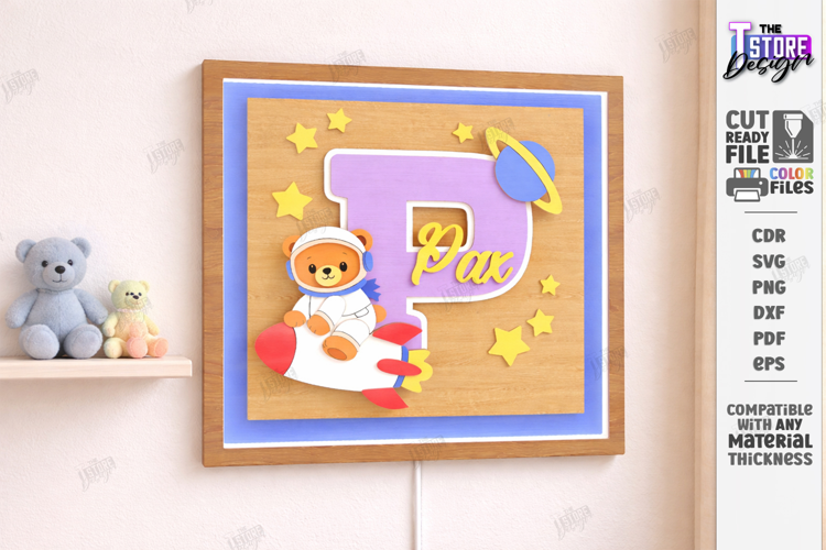 Astronaut Bear Nursery Name Sign Laser Cut | Kids Laser |CNC