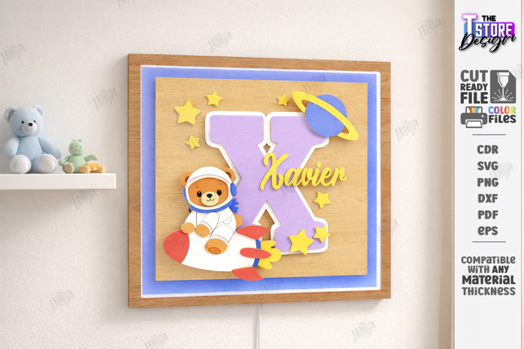 Astronaut Bear Nursery Name Sign Laser Cut | Kids Laser |CNC