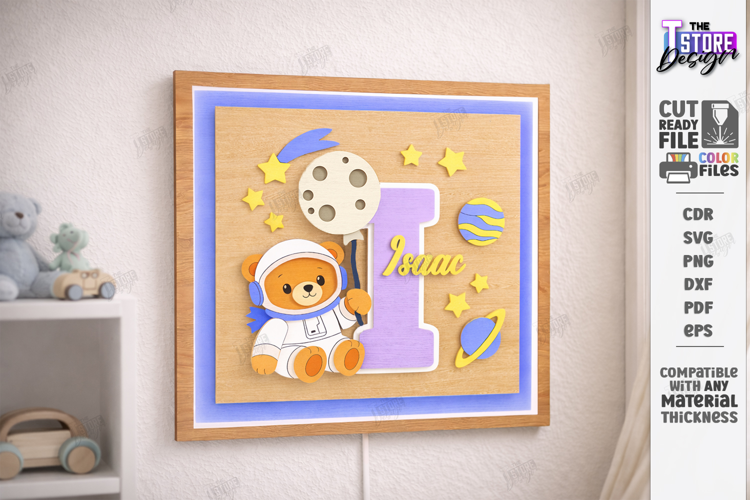 Astronaut Bear Nursery Name Sign Laser Cut | Kids Laser |CNC